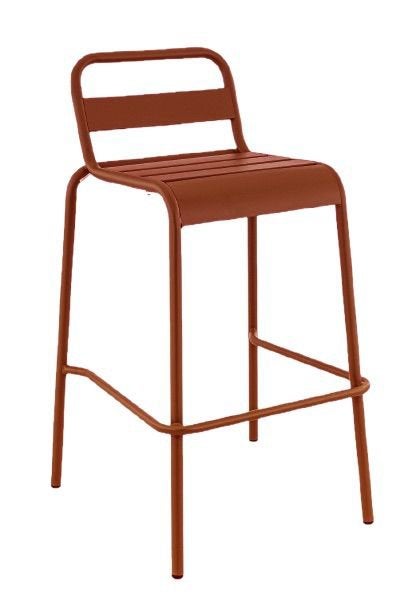 Barkruk metaal terracotta 4 stuks, Ophalen, Gebruikt, Met voetsteun, 60 tot 90 cm