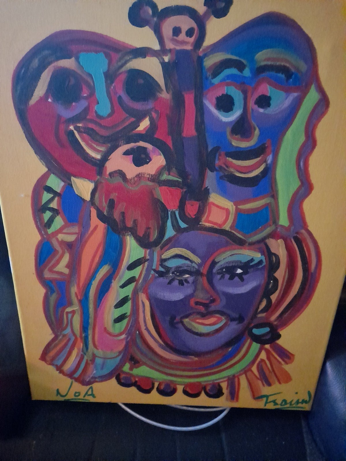 Schilderij  cobra-stijl, Antiek en Kunst, Kunst | Schilderijen | Modern, Ophalen of Verzenden