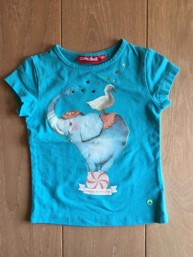 T-shirt blauw someone maat 92, Kinderen en Baby's, Meisje, Ophalen of Verzenden, Zo goed als nieuw, Someone