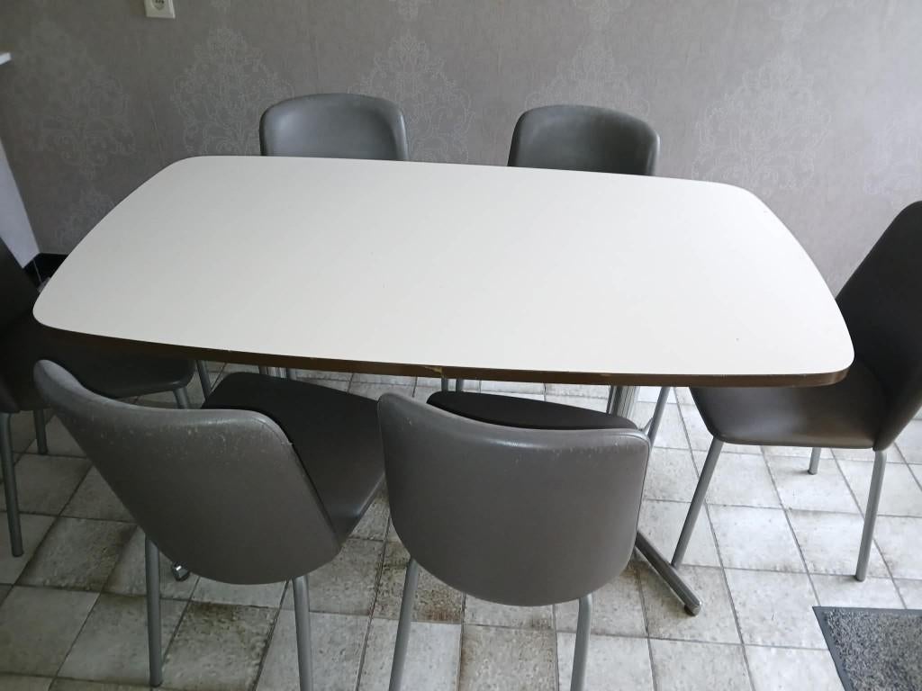 keukentafel en 6 stoelen, Huis en Inrichting, Tafels | Eettafels, Ophalen, Gebruikt, 100 tot 150 cm, 50 tot 100 cm