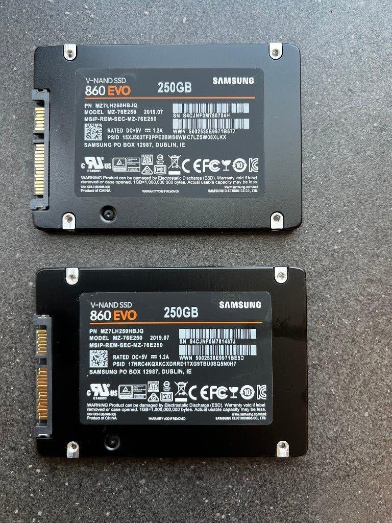 Samsung SSD 860 EVO Sata 250GB 256GB, Computers en Software, Harde schijven, Ophalen of Verzenden, Gebruikt, SATA, SSD