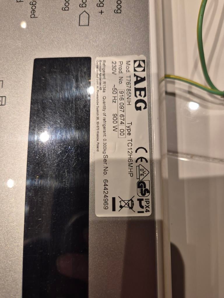 Onderdelen AEG protex plus droogkast T76785NIH, Ophalen