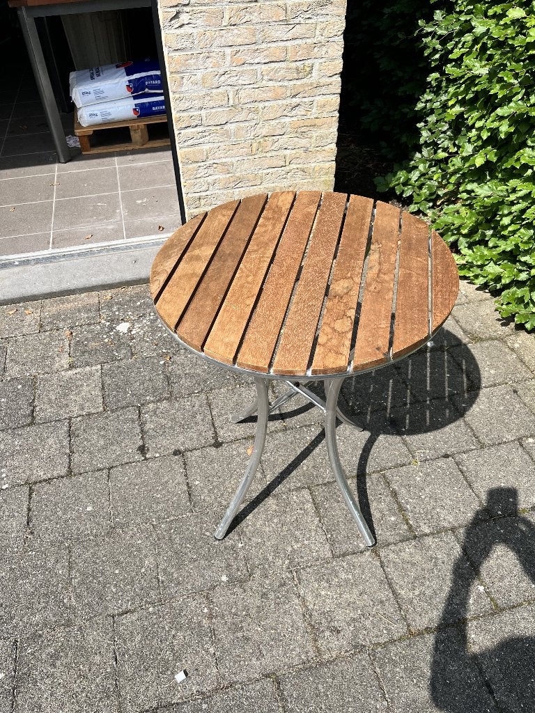 tuintafeltje, Jardin & Terrasse, Tables de jardin, Utilisé, Rond, Bois, Enlèvement
