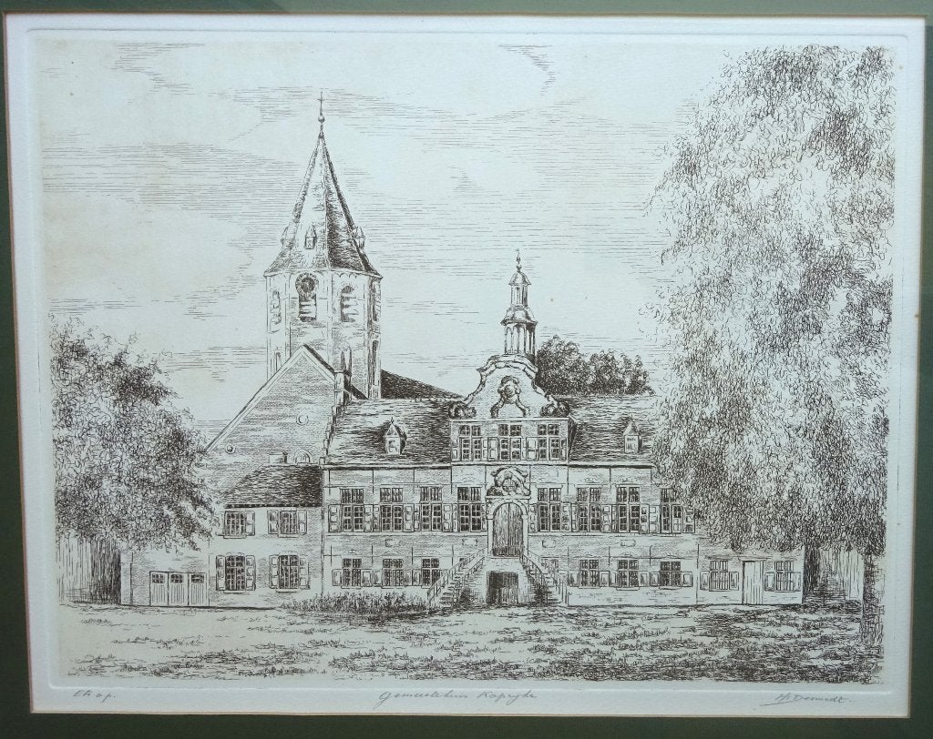 Ets, Gemeentehuis Kaprijke, Desmedt, Enlèvement ou Envoi, Eau-forte, Numéroté, 1950 - 1999
