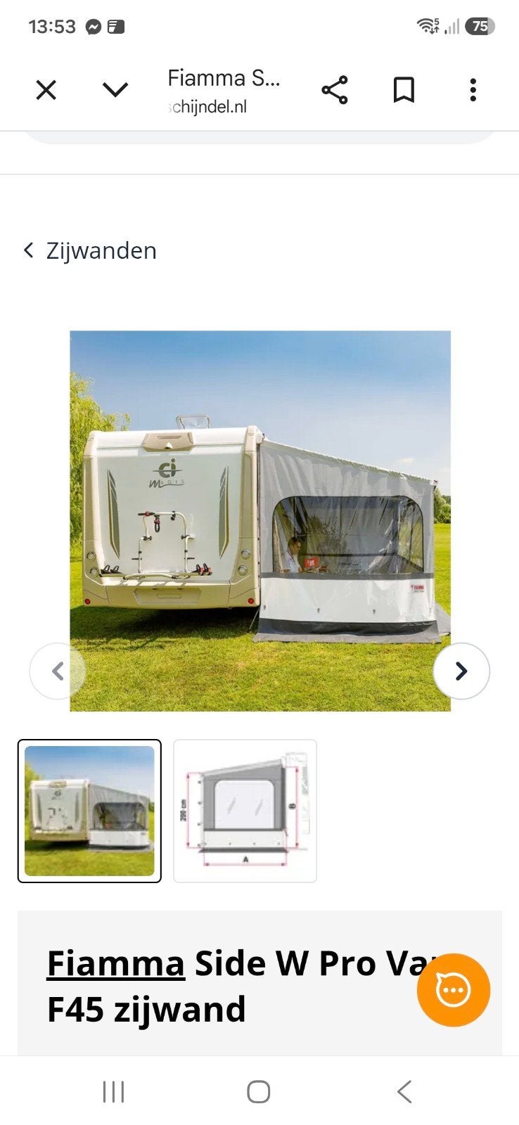 Fiamma zijwand side W + rafter blocker pro side, Ophalen