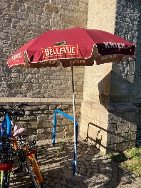 STOFFEN CAFEPARASOL KRIEK LAMBIC BELLE-VUE GOEDE STAAT., Ophalen of Verzenden, Gebruikt, Overige typen