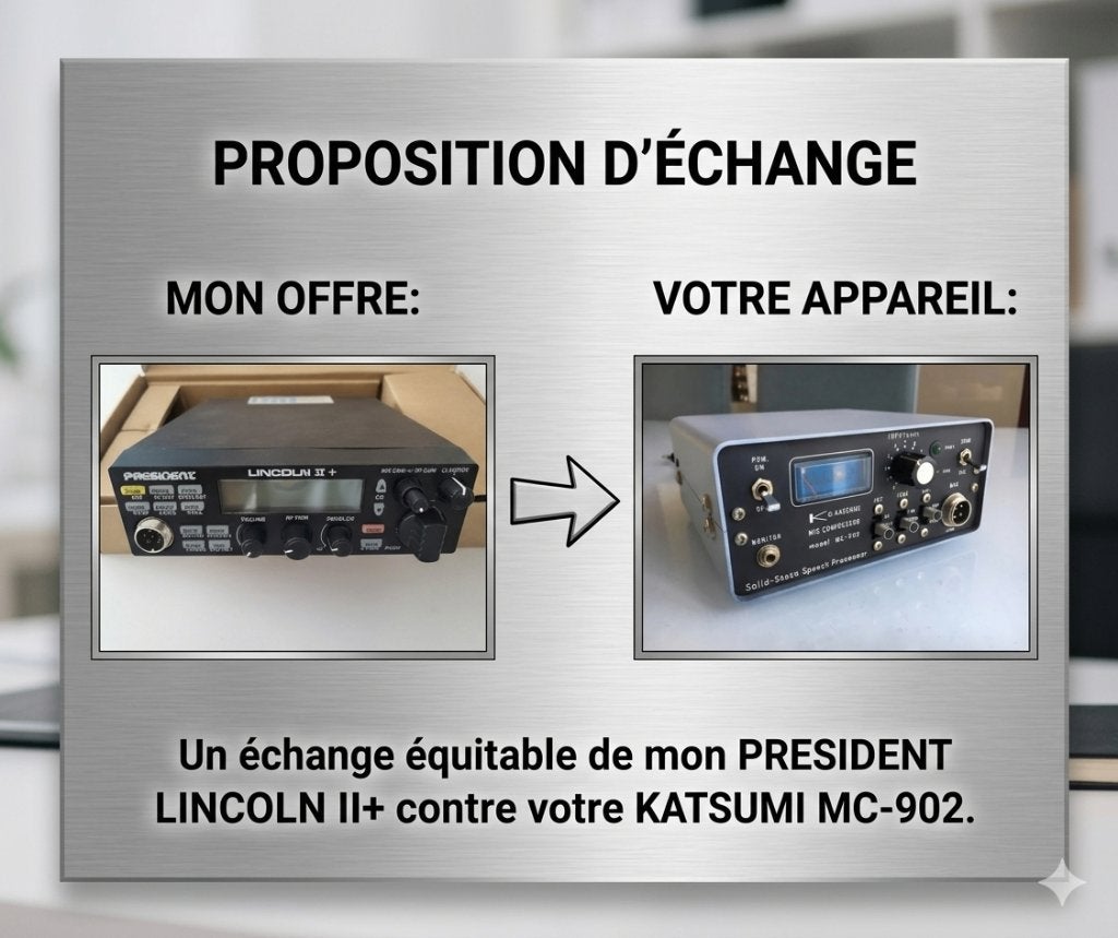 Echange Lincoln 2+ contre katsumi 902, Télécoms, Émetteurs & Récepteurs, Enlèvement ou Envoi, Neuf, Émetteur et Récepteur