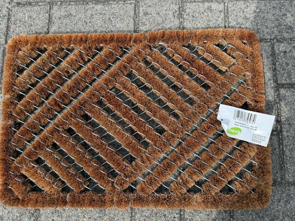 Nieuwe kokosvezel deurmat - staaldraad - 60 x 40 cm, Tuin en Terras, Ophalen of Verzenden, Kokos, Binnen, Nieuw