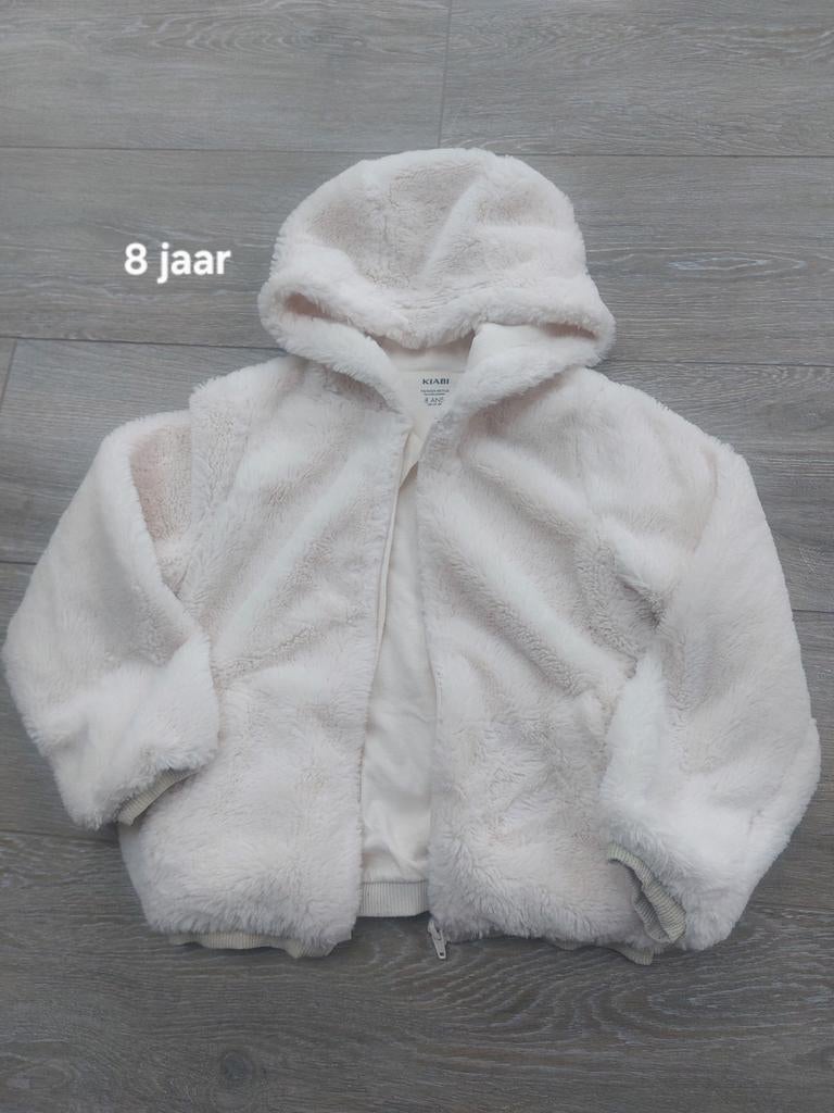 Bontjas wit maat 8 jaar, Kinderen en Baby's, Ophalen of Verzenden, Zo goed als nieuw, Meisje, Jas
