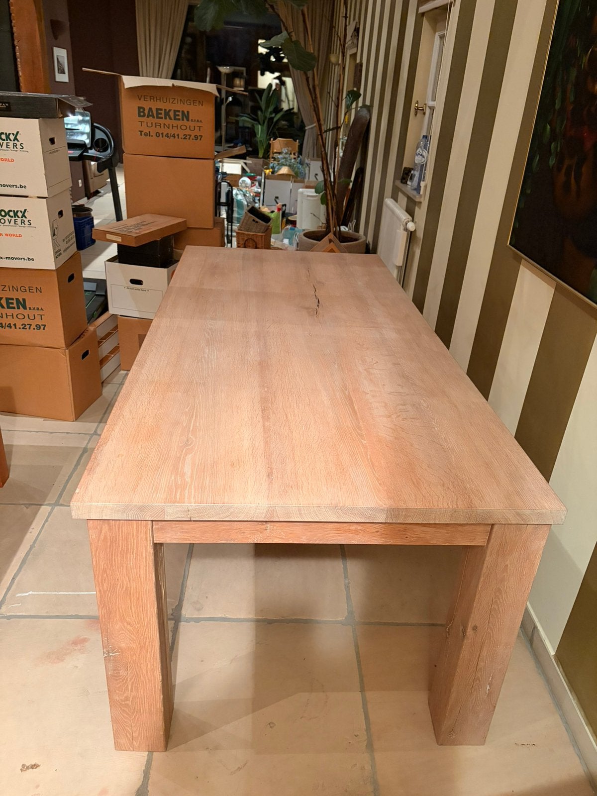 Eiken grote eettafel (220cm) in perfecte staat, Ophalen, Zo goed als nieuw
