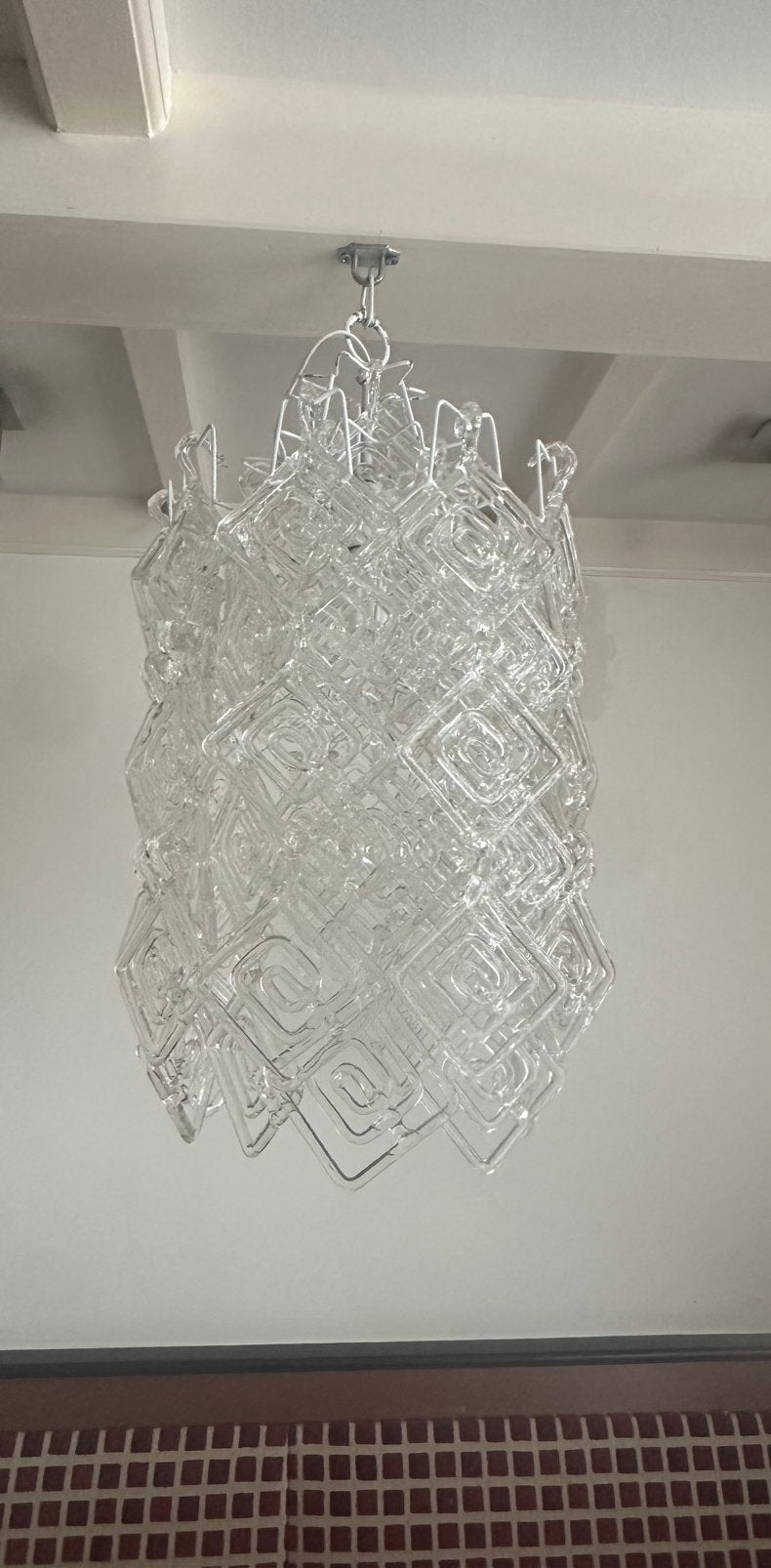Aparte italiaanse vintage glazen schijven lamp, Ophalen, Zo goed als nieuw, Vintage