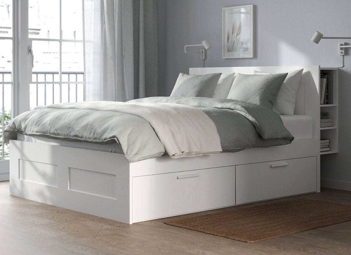 GERESERVEERD Ikea Brimnes bed 160cm - op te halen in Berchem, Ophalen, Gebruikt, Wit, Twijfelaar