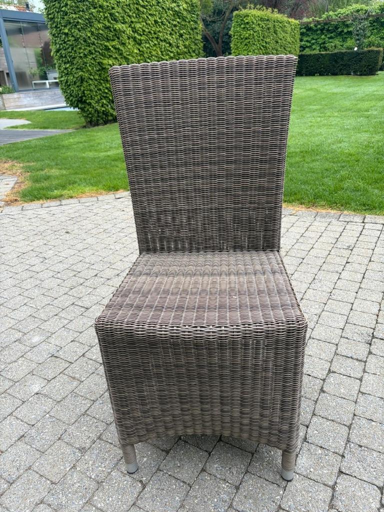 10 luxe tuinstoelen met hoge rug  onderhoudsvrij, Huis en Inrichting, Ophalen, Gebruikt, Bruin, Riet of Rotan