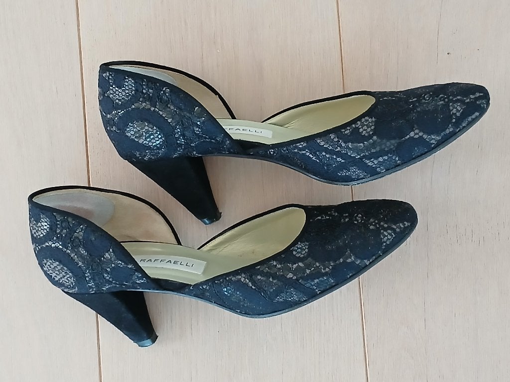 Linea Raffaelli pumps kant en leder, maat 38, Pumps, Linea raffaelli, Zwart, Ophalen of Verzenden