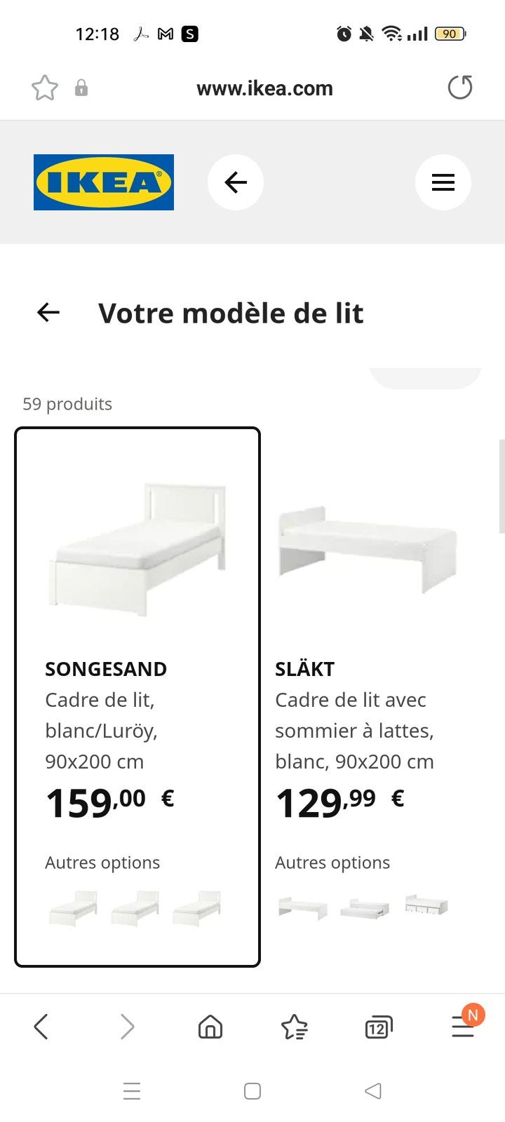 Lit ikea avec 2 tiroirs rangement, Enlèvement, Utilisé, 180 cm ou plus, 85 à 100 cm