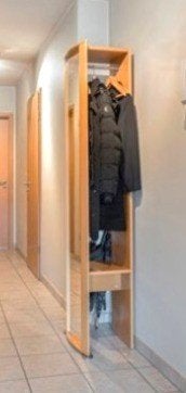 Porte-manteau sur pied avec miroir, Comme neuf, Bois, Portemanteau sur pied, 150 à 200 cm