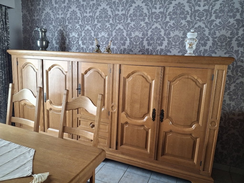 Vlaamse licht eiken eetkamer in zeer mooie staat, Huis en Inrichting, Complete eetkamers, Ophalen, Gebruikt, Vlaamse eik klassiek