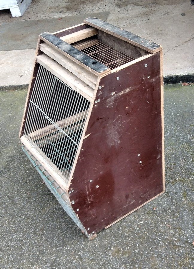 houten kooi / vogelkooi met 2 ingangen, Ophalen, Zo goed als nieuw, Hout, Vogelkooi