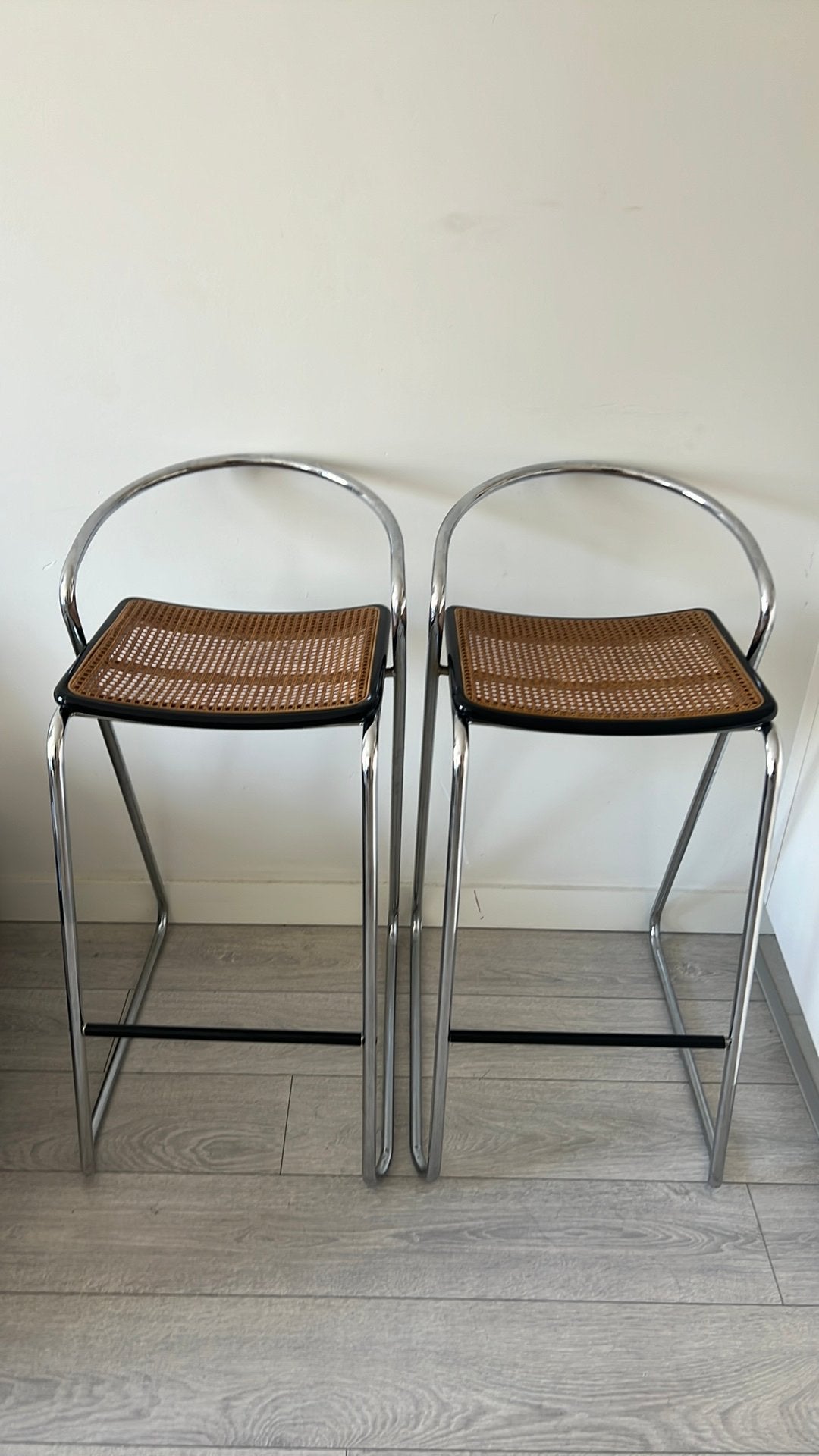 Vintage Cesca barstoelen, Huis en Inrichting, Barkrukken, Ophalen, Met voetsteun, 60 tot 90 cm, Zo goed als nieuw
