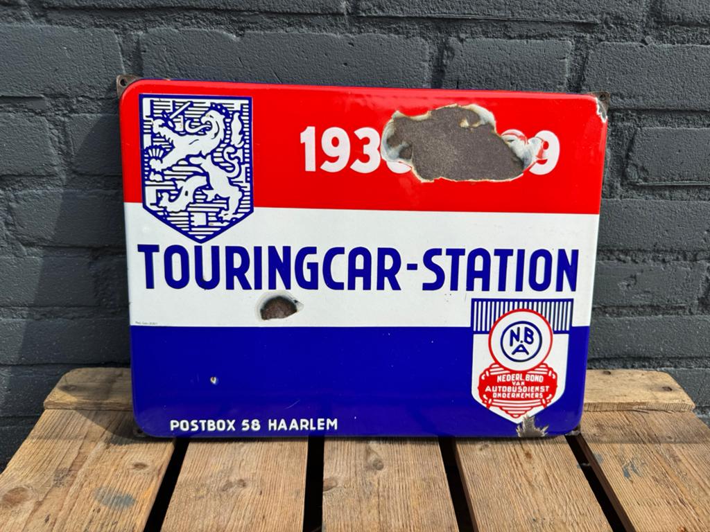 Touringcar NBA oud emaille reclamebord, Verzamelen, Ophalen of Verzenden, Gebruikt, Reclamebord