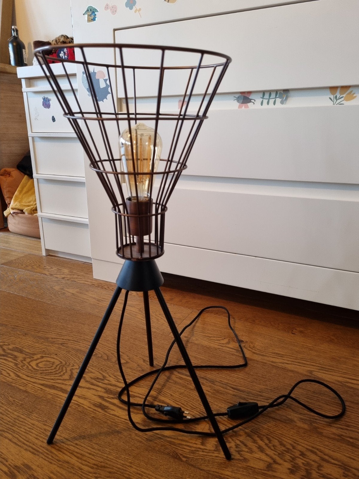 Industriële staande lamp, Huis en Inrichting, Lampen | Vloerlampen, Ophalen, Zo goed als nieuw, Minder dan 100 cm, Metaal