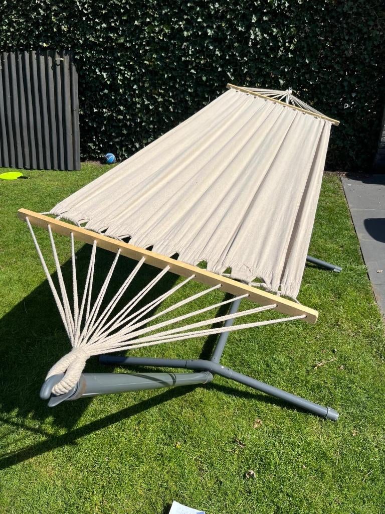Hangmat met staander, Ophalen, Opvouwbaar, Zo goed als nieuw, Eenpersoons