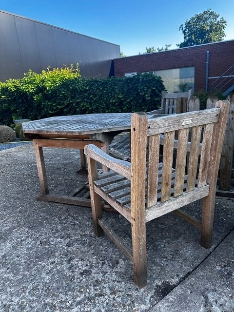 outdoor tafel met stoelen, Ophalen, Gebruikt, 6 zitplaatsen, Tuinset