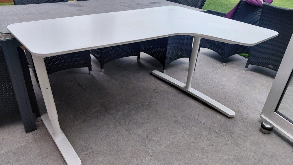 Hoekbureau, wit, ikea, Maison & Meubles, 160 cm, Utilisé, IKEA, Réglable en hauteur