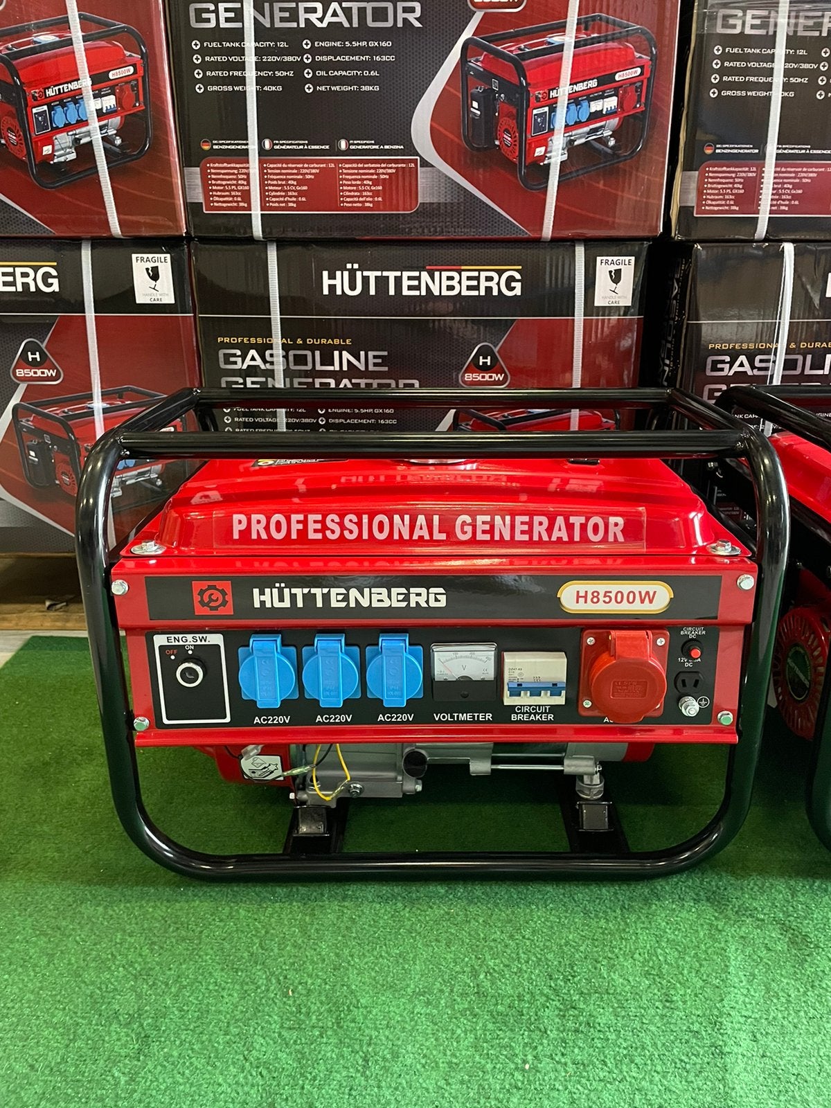 Nieuwe Huttenberg H8500w benzine aggregaten 230/380V, Caravanes & Camping, Caravanes Accessoires, Enlèvement, Neuf