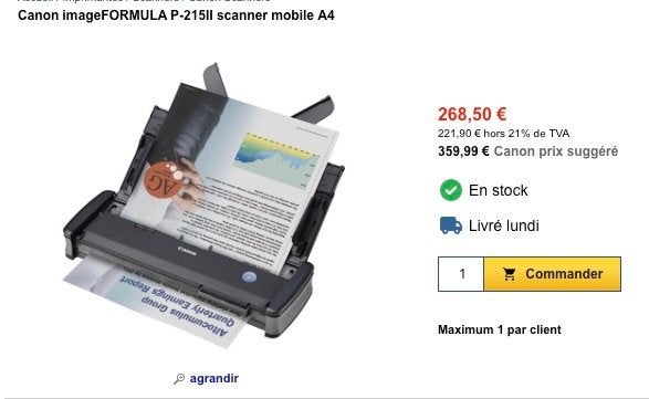 Scanner Canon R/V Documents/Photos Portable Formula P208II, Informatique & Logiciels, MacOS, Canon, Enlèvement, Scanner mobile