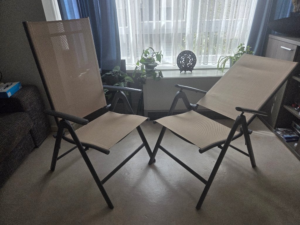 Klapstoel 2 stuks, Tuin en Terras, Tuinstoelen, Ophalen, Nieuw, Aluminium, Inklapbaar