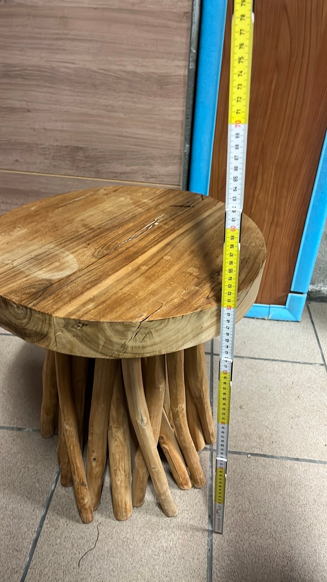 Table d appoint / tabouret en teck / bois, Rond, Moins de 55 cm, 45 à 60 cm, Enlèvement