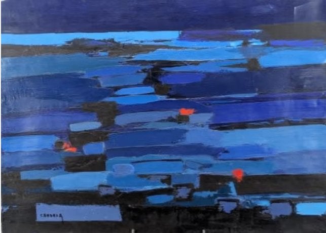 huile sur toile abstrait signe candela, Enlèvement ou Envoi, Abstrait, Toile