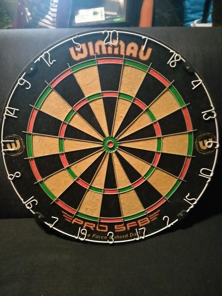 Dartsbord winmau met 2 set pijltjes bij, Sport en Fitness, Darts, Ophalen, Zo goed als nieuw, Dartbord