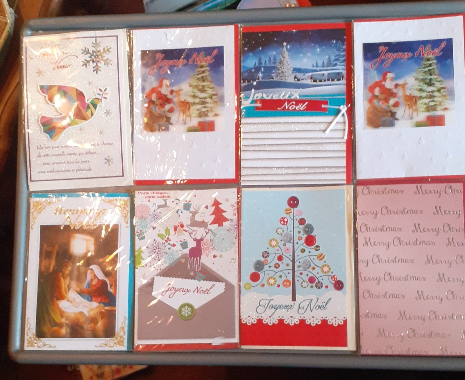 Lot de 8 cartes neuves avec enveloppe (7 Noël et 1 vœux), Diversen, Wenskaarten, Ophalen of Verzenden