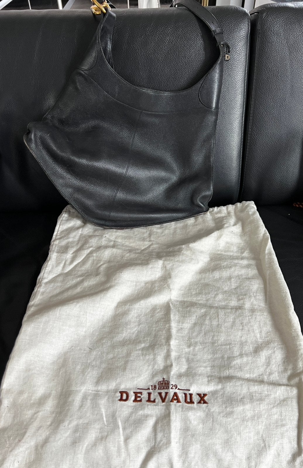 Vintage Delvaux  model Satan Bag Met Stofzak, Enlèvement, Comme neuf, Noir