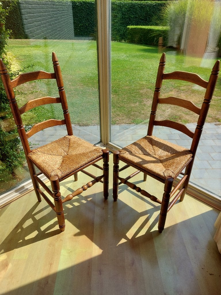 Stoelen eettafel met rieten voering, Huis en Inrichting, Stoelen, Ophalen, Twee