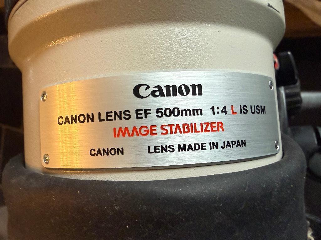 Canon Lens EF 500mm 1:4 L IS USM + opbergkoffer en statief, Audio, Tv en Foto, Ophalen, Gebruikt, Zoom