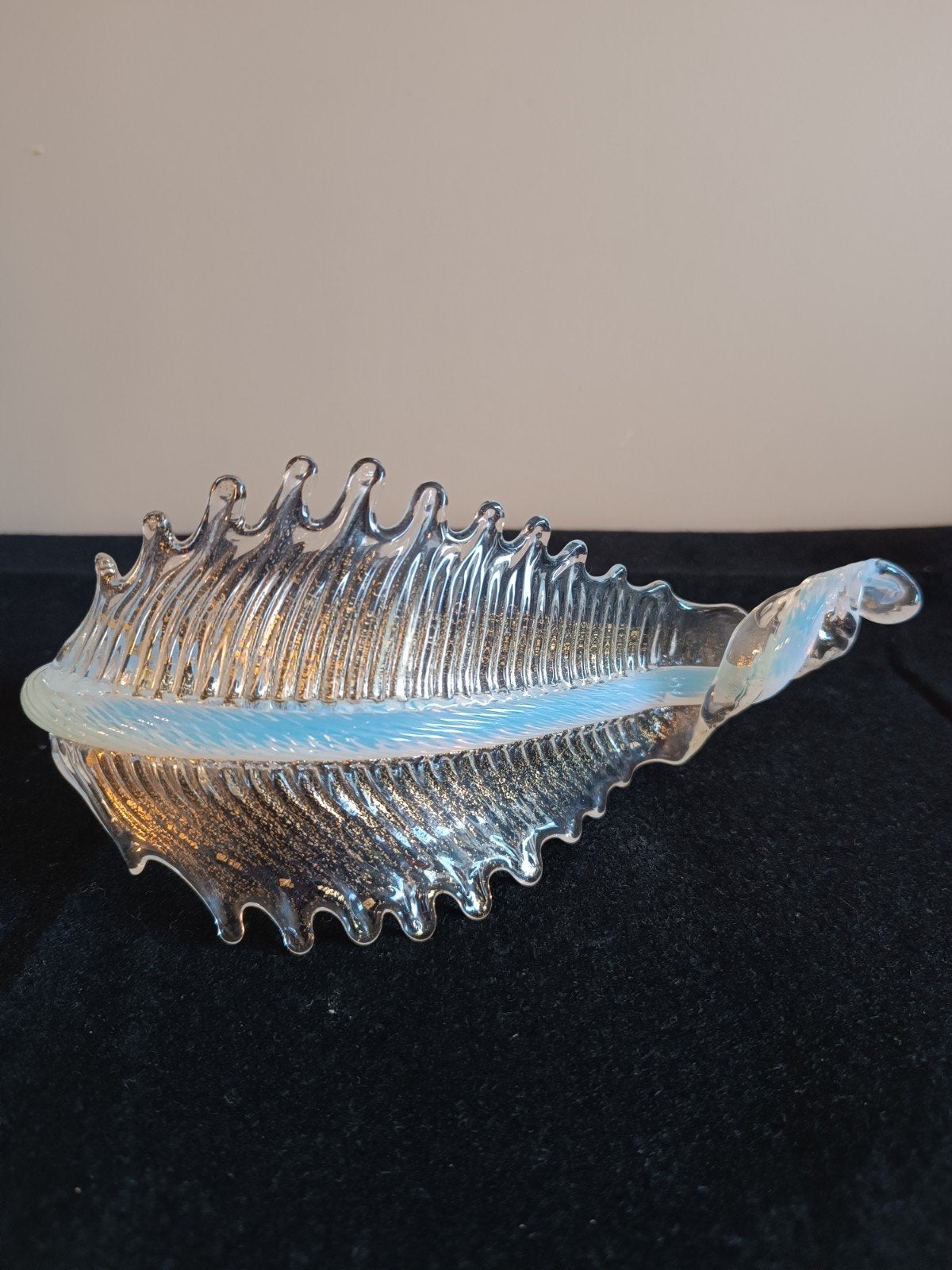 Murano Glas sierlijk gebogen blad kroonluchter goud accent, Antiek en Kunst, Ophalen of Verzenden