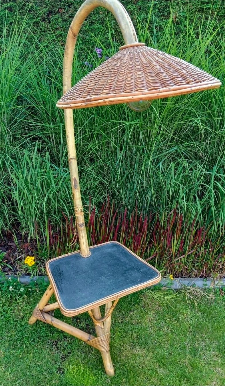 Vintage bamboe booglamp., Ophalen