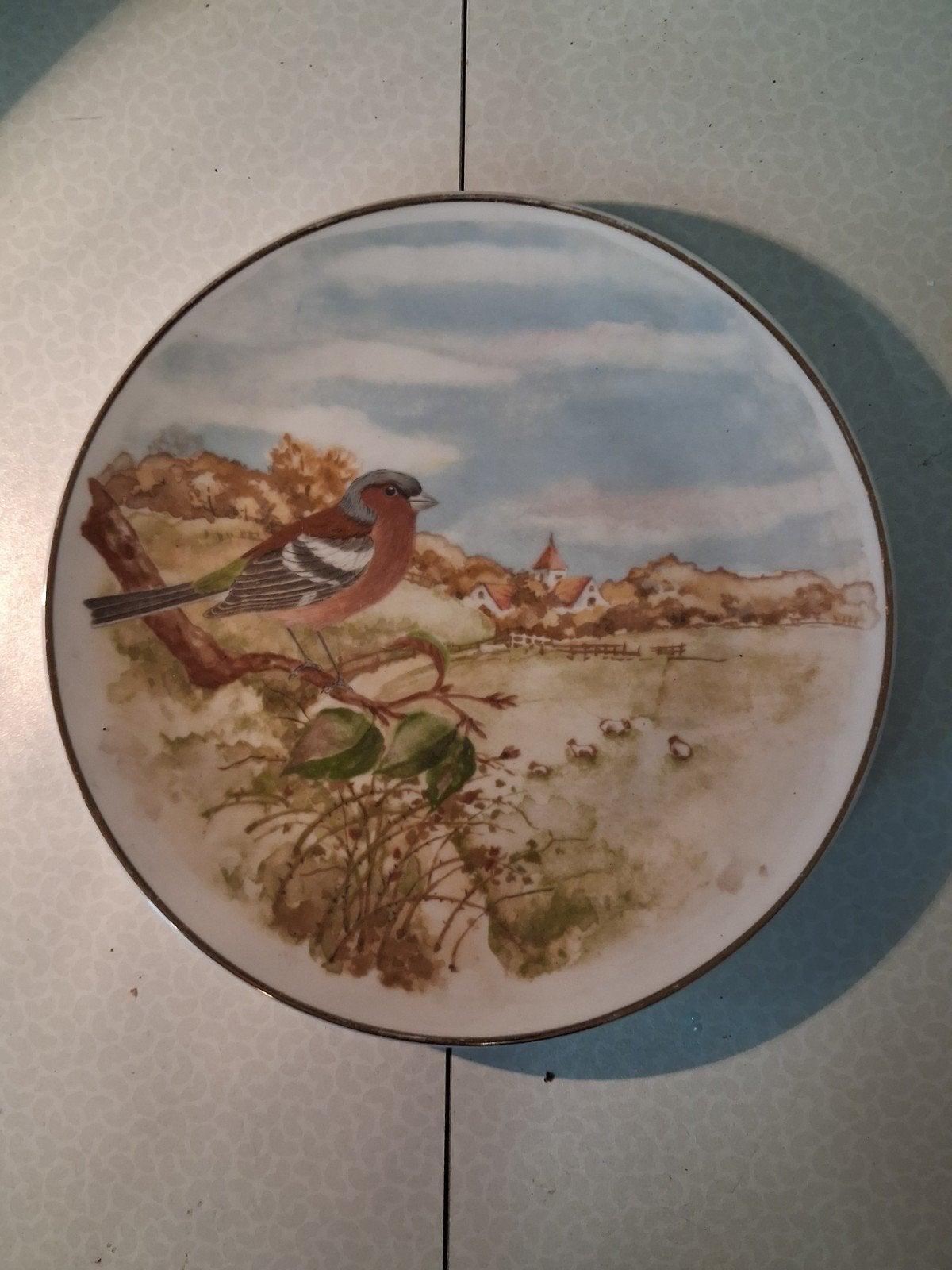 decoratief bord vink, Antiquités & Art, Enlèvement ou Envoi