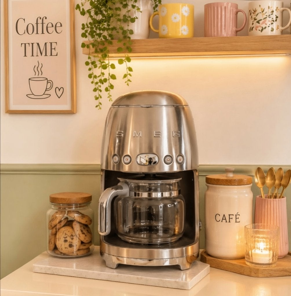 Machine à Café Filtre SMEG Rétro Années 50 Inox Chromé, Enlèvement, Neuf, Cafetière