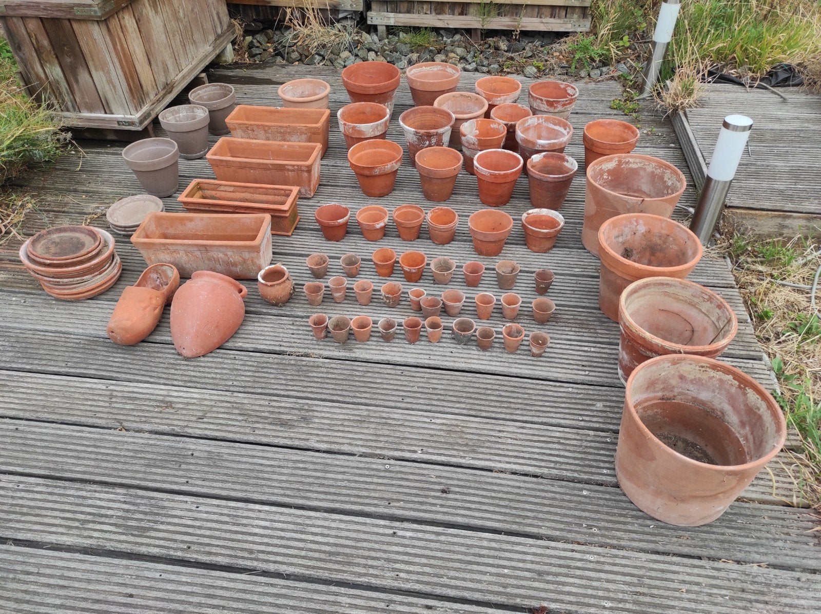 Lot terracotta bloempotten diverse maten, Tuin en Terras, Bloembakken en Plantenbakken, Ophalen