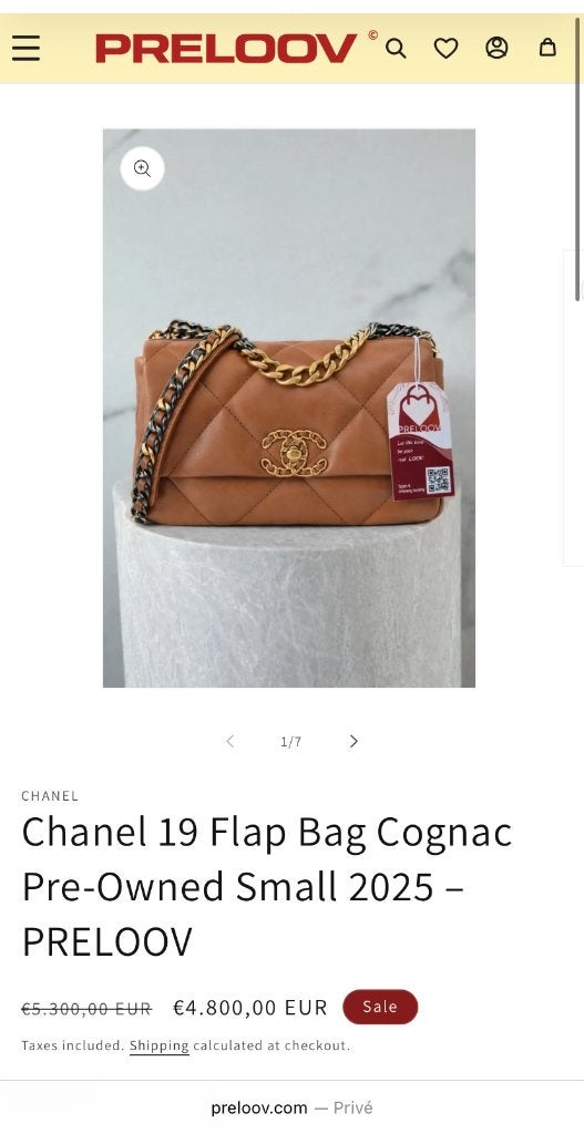 Chanel 19 Flap Bag Cognac Small Classic Timeless, Enlèvement ou Envoi, Neuf, Brun, Sac à bandoulière