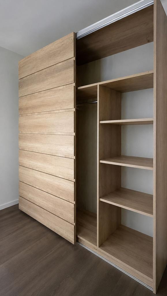 Grote Kleerkast van kwalitatief hout (252cm br.), Gebruikt, 200 cm of meer, Eikenhout, 200 cm of meer