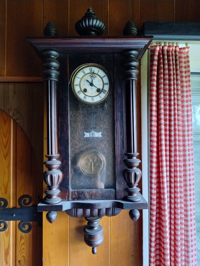 Antieke Duitse wandklok / regulateur met slinger, Antiek en Kunst, Ophalen