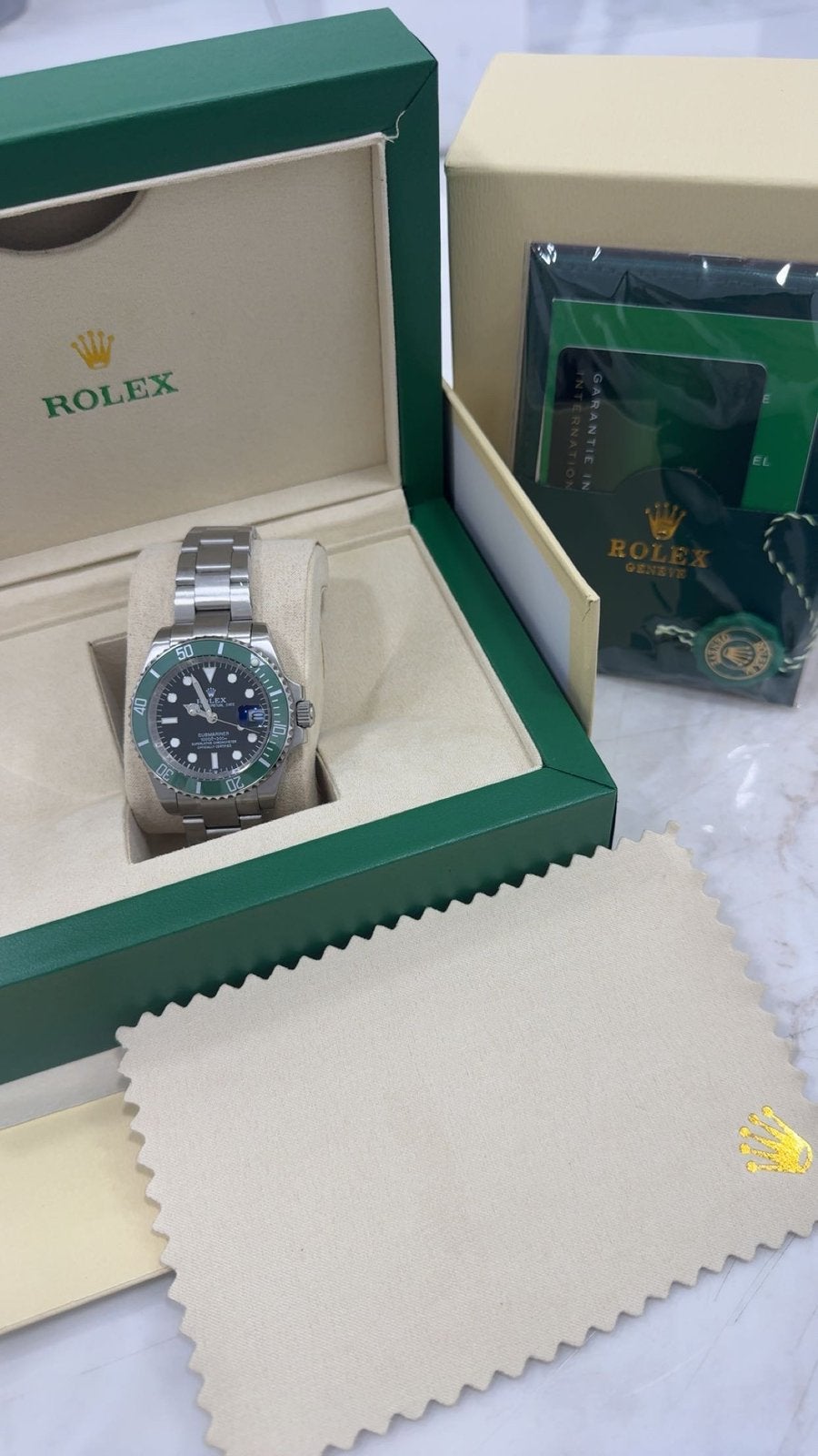 Rolex Submariner — Vert/Argent — Avec boîte et accessoires, Rolex, Enlèvement ou Envoi, Argent, Neuf
