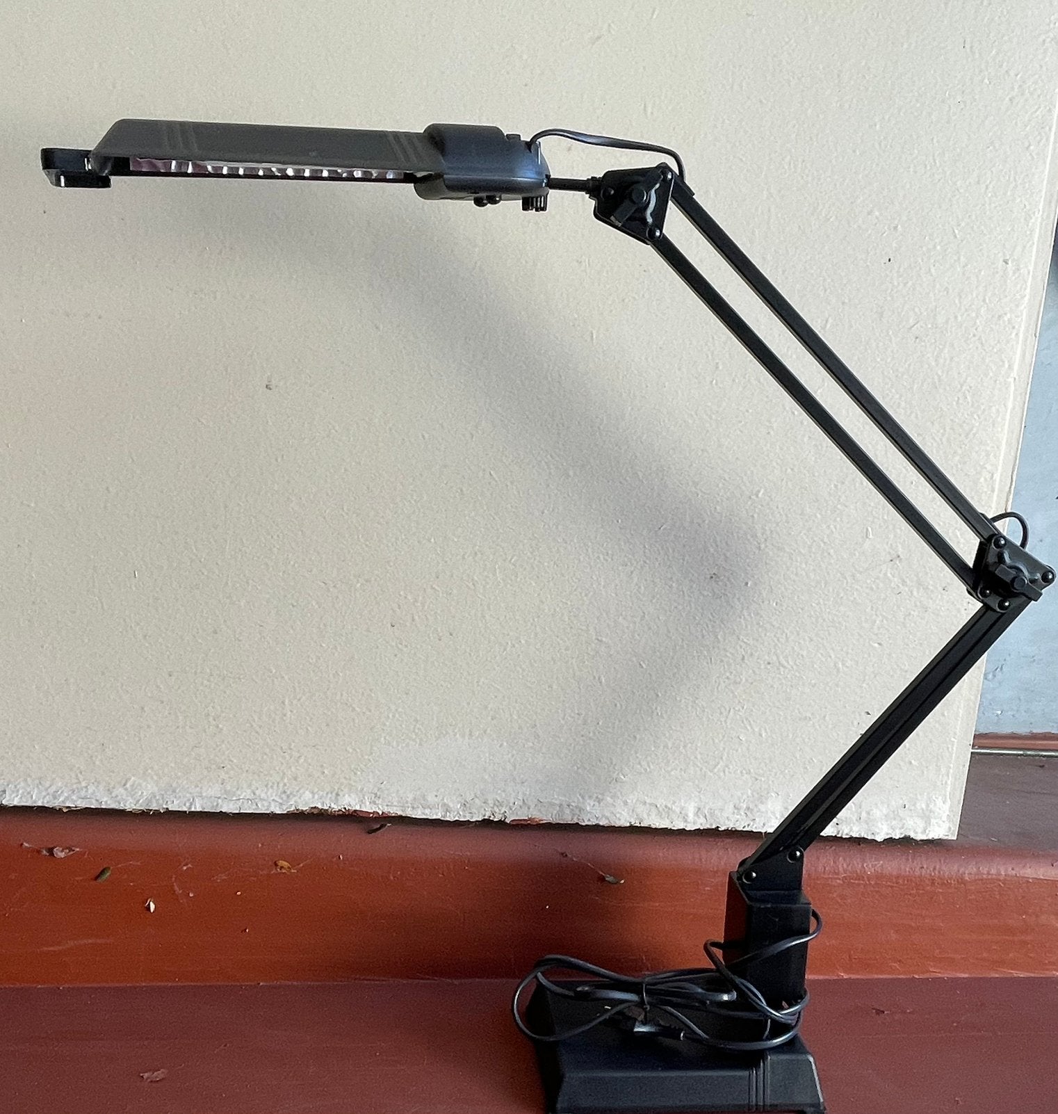 Vintage design bureaulamp (‘80) – Zwart met verzwaarde voet, Huis en Inrichting, Lampen | Tafellampen, Ophalen, Bureaulamp, Zo goed als nieuw