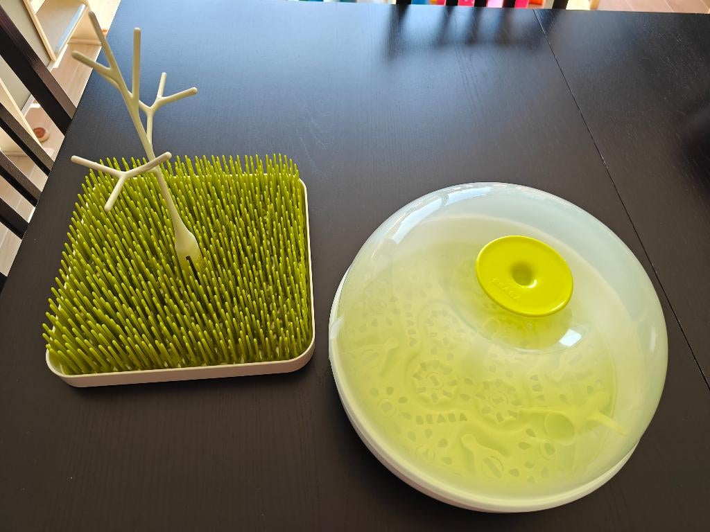 BOON grass afdruiprek en BEABA sterilisator magnetron, Ophalen, Zo goed als nieuw, Sterilisator