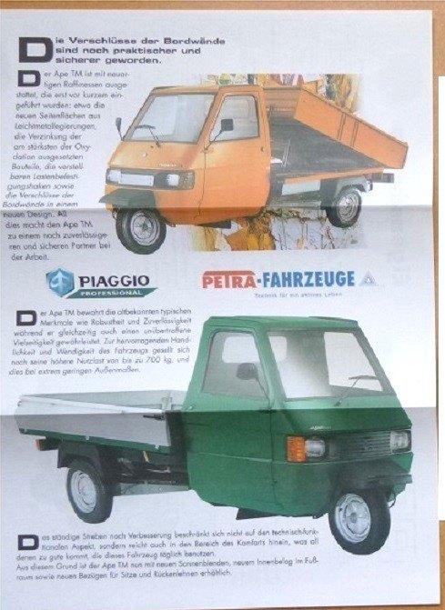 Piaggio APE TM, brochure uit circa 2000, Verzenden, Gelezen, Overige merken